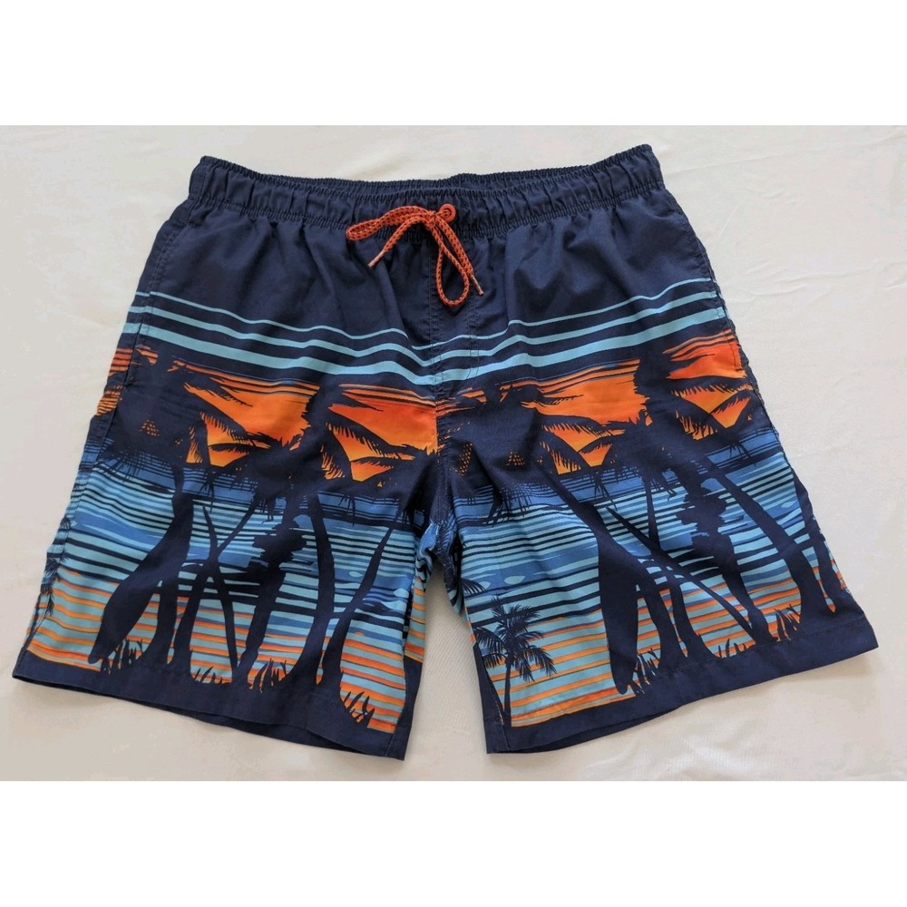 Rokka & Rolla Men's Swim Trunks Size Large Sunset Tropical Palm Tree Board Short